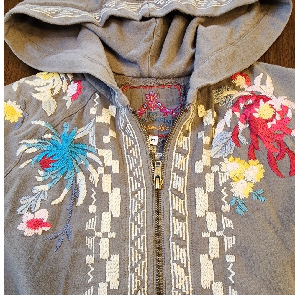 JOHNNY WAS JOY LOVE Floral Full Zip Hoodie. Grittyboho Festival Whimsiegoth Y2K